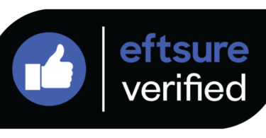Badge indicating 'efsure verified' with a white thumbs-up icon inside a blue circle on a dark background, separated by a vertical line.